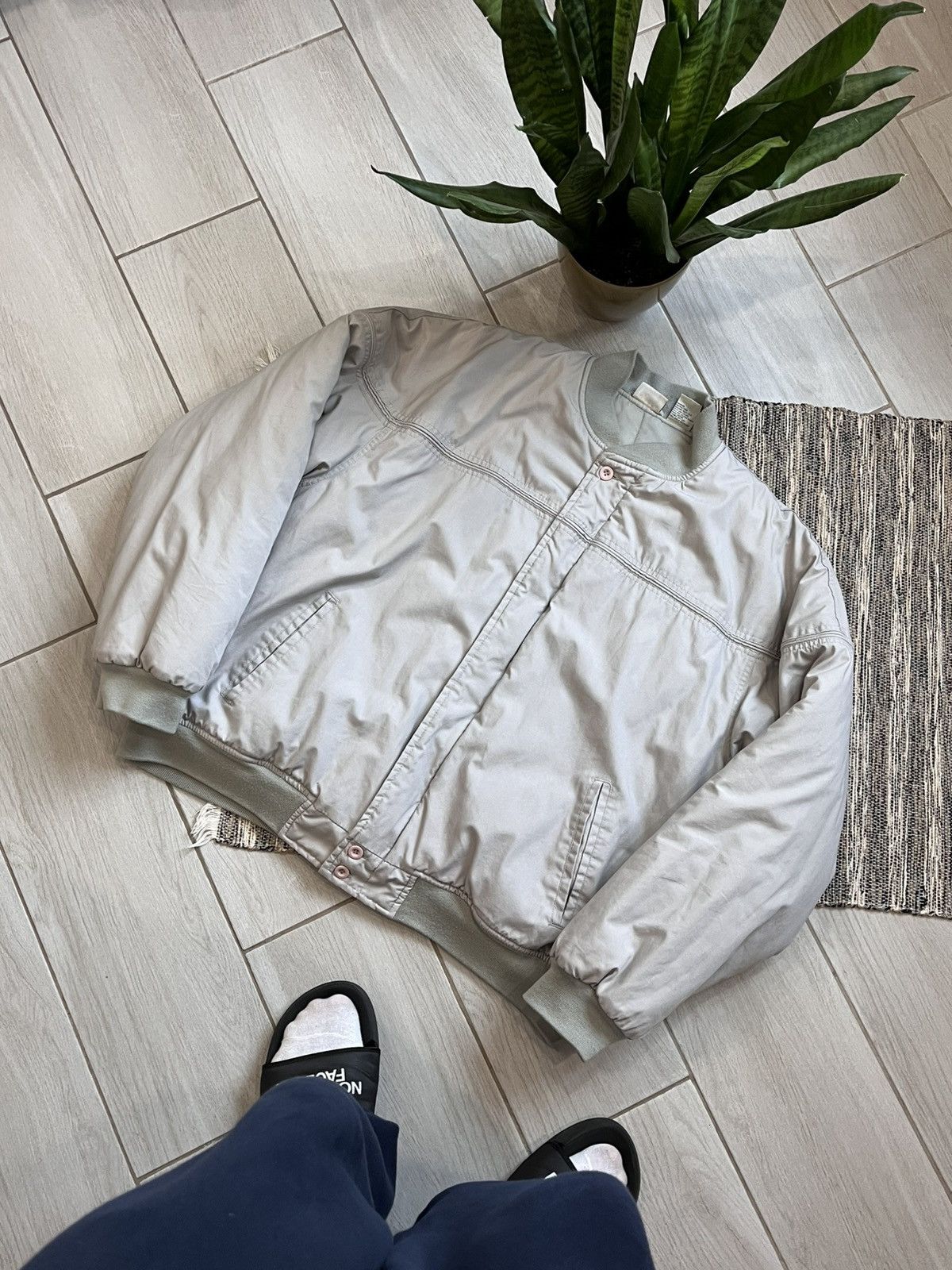 Alpha Industries × Vintage Vintage Bomber Jacket Grey Oversize Falls Creek minimalistic Size US XXL / EU 58 / 5 - 1 Thumbnail