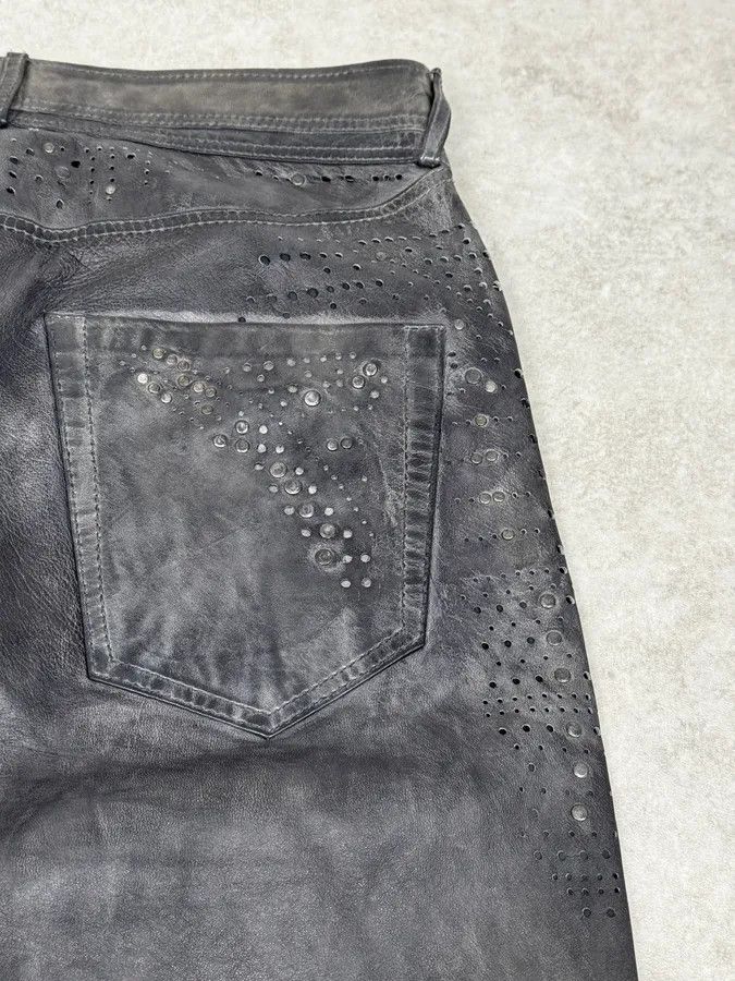 Diesel Diesel Grey Eroded Leather Studded Pants Size US 32 / EU 48 - 10 Thumbnail