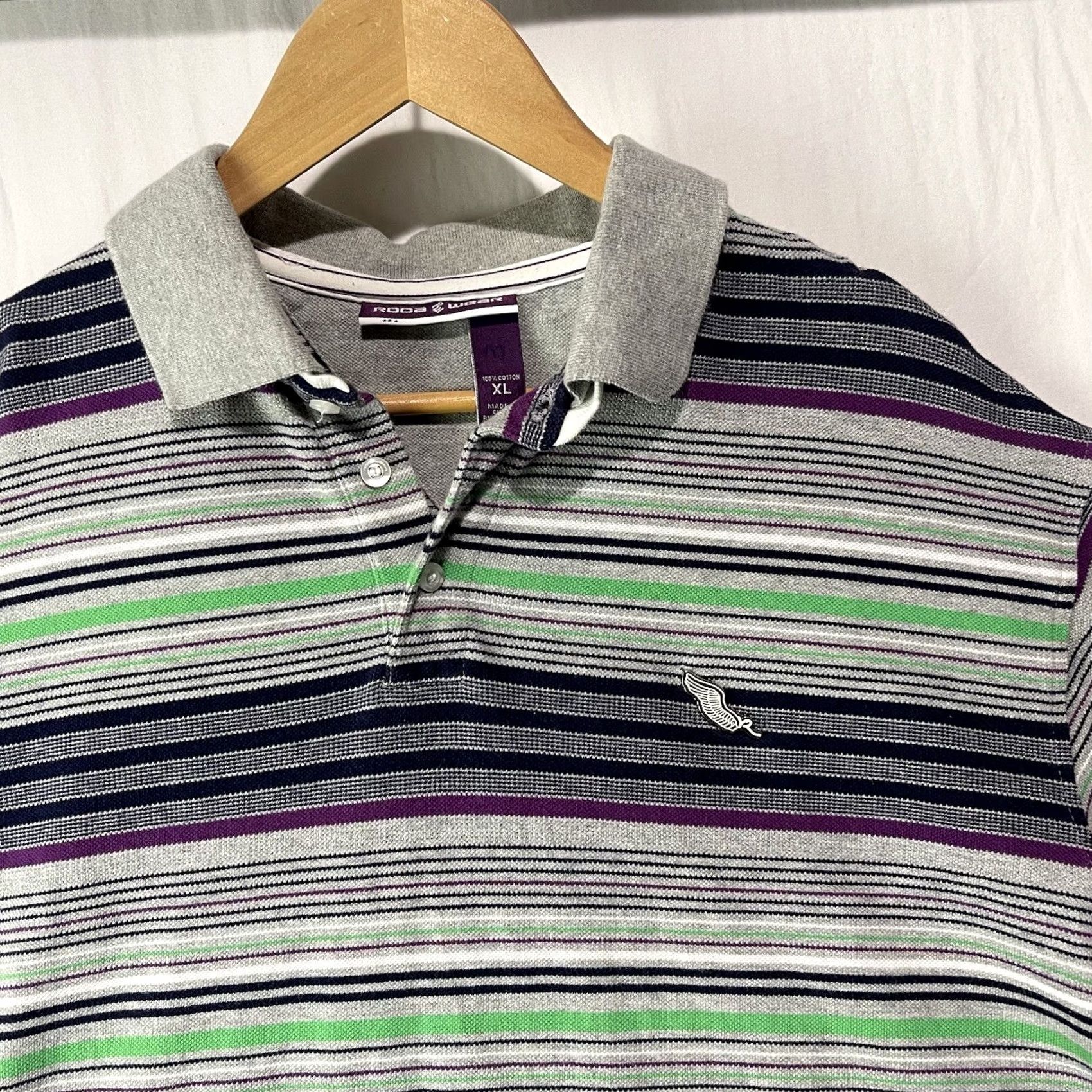 Rocawear VINTAGE Rocawear Polo Shirt Mens XL Gray Green Striped Collared Button Up Logos Polo XL Men Gray Rockawear striped collar logo polo Size US XL / EU 56 / 4 - 2 Thumbnail