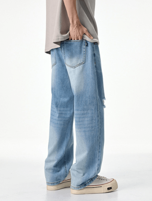 Japanese Brand × Jean American street men's versatile loose washed ripped jeans Size US 32 / EU 48 - 4 Thumbnail