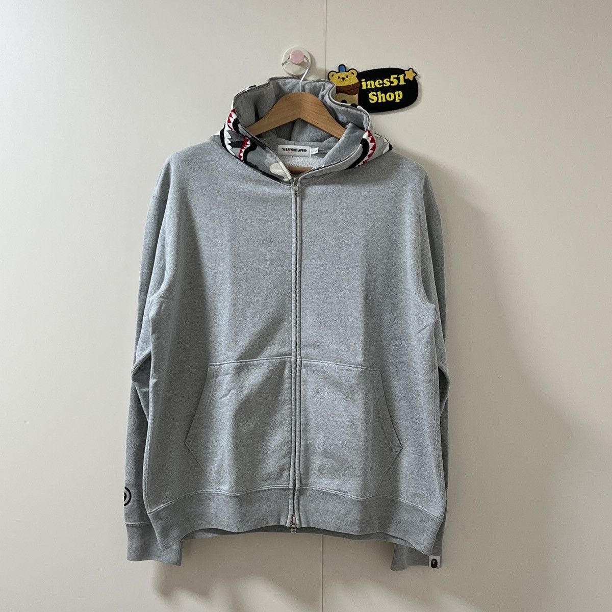 Bape Bape camo gray shark zip up hoodie Size US M / EU 48-50 / 2 - 16 Thumbnail