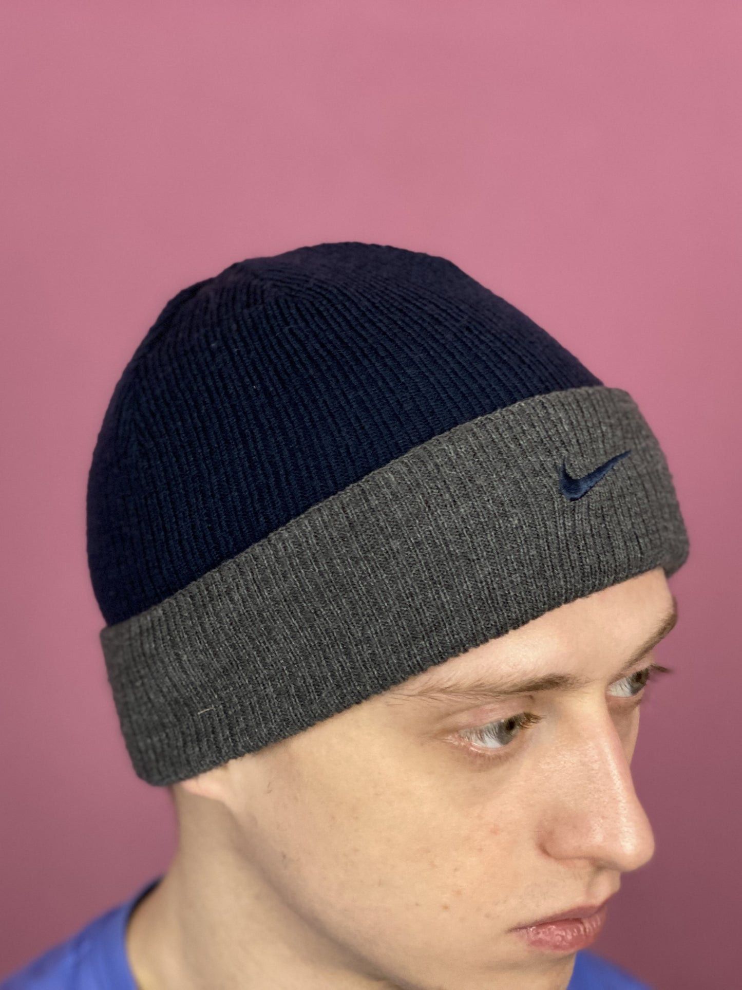 Nike × Vintage Nike Vintage Reversible Beanie Hat - Navy Blue Size ONE SIZE - 3 Thumbnail