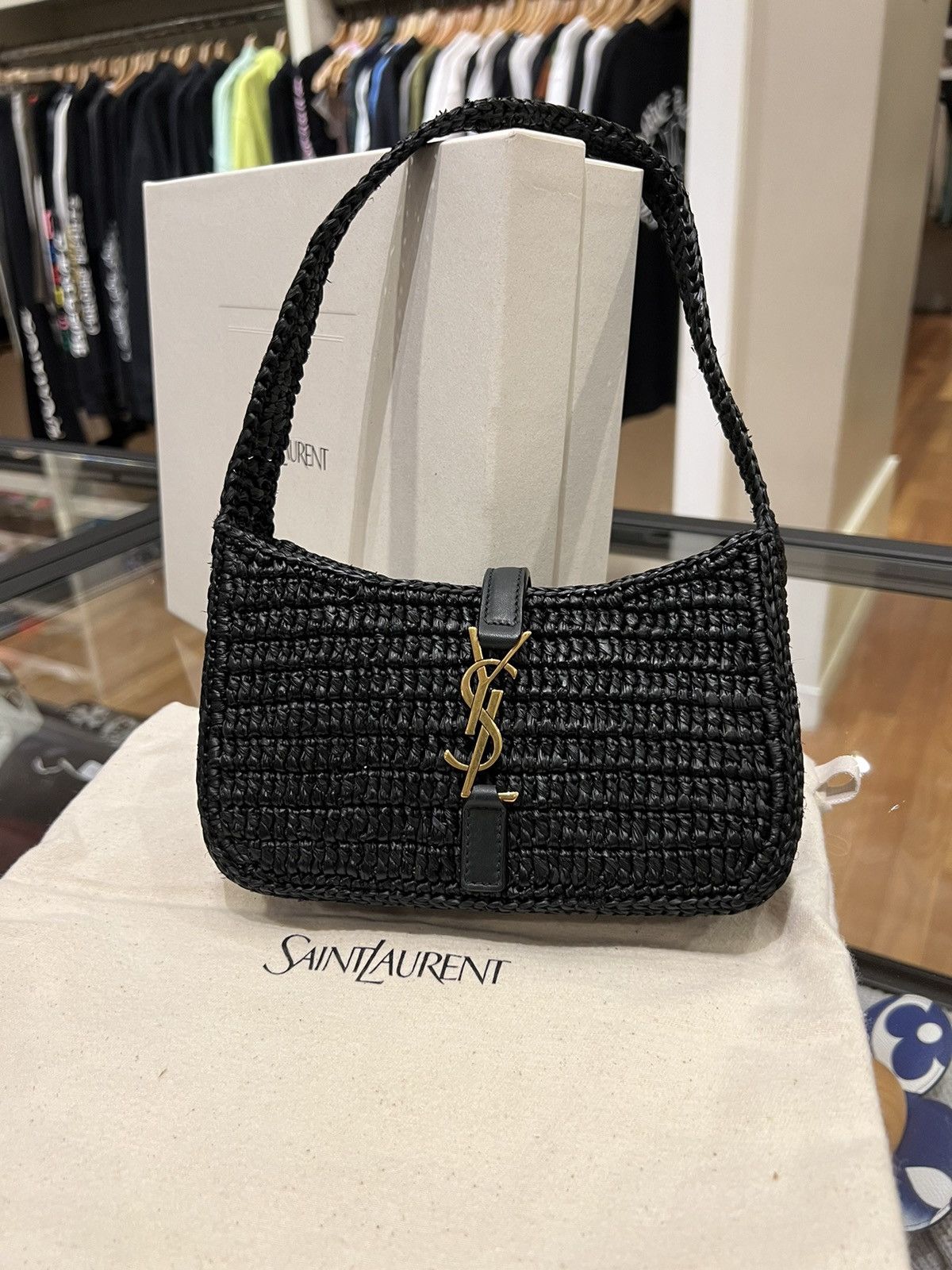 Saint Laurent Paris Saint Laurent YSL Le 5 à 7 Mini Raffia Shoulder Bag Size ONE SIZE - 1 Thumbnail