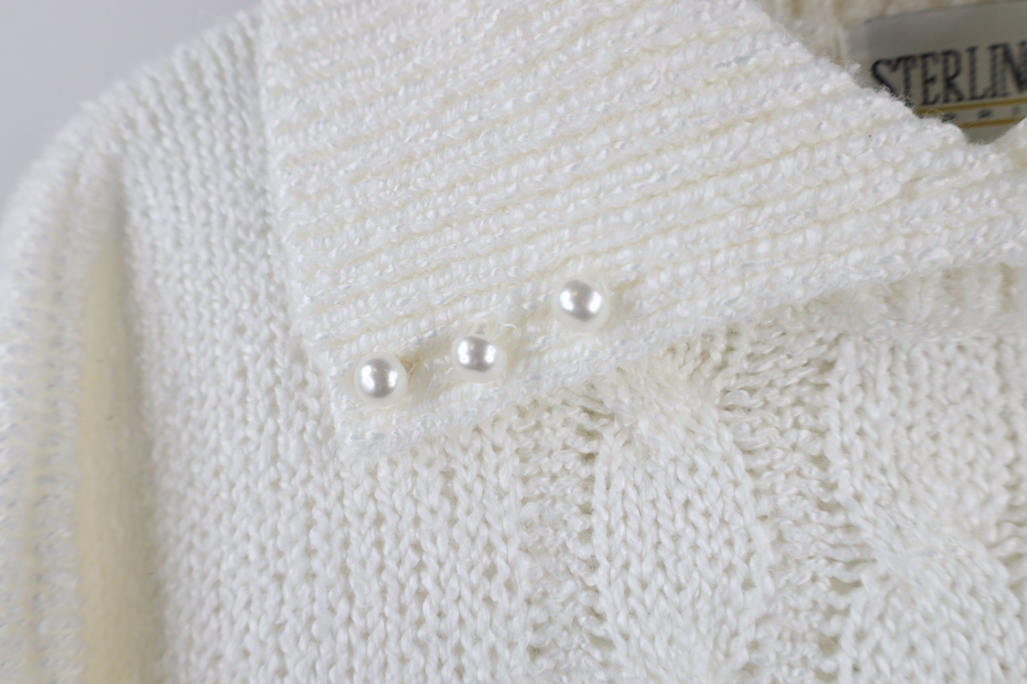 Vintage Vintage 90s Streetwear Cable Knit Beaded Collared Sweater Size L / US 10 / IT 46 - 5 Thumbnail