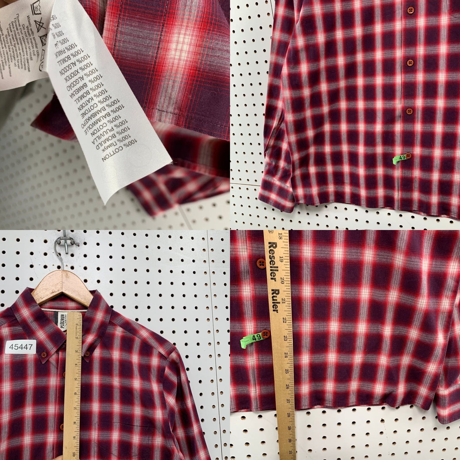Ben Sherman Ben Sherman Button Shirt Mens Large Red Plectrum Long Sleeve Western Shirt Size US L / EU 52-54 / 3 - 8 Thumbnail