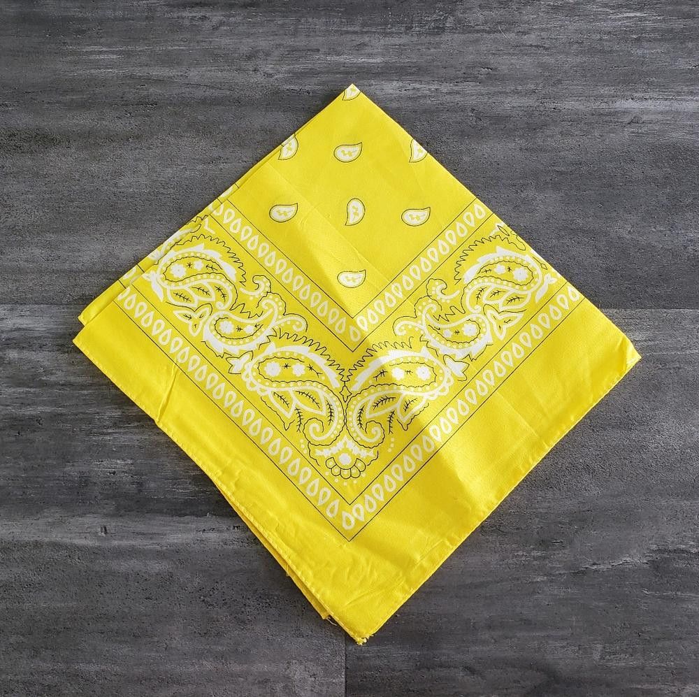 Designer Yellow Paisley Printed Classic Bandana Size ONE SIZE - 1 Preview