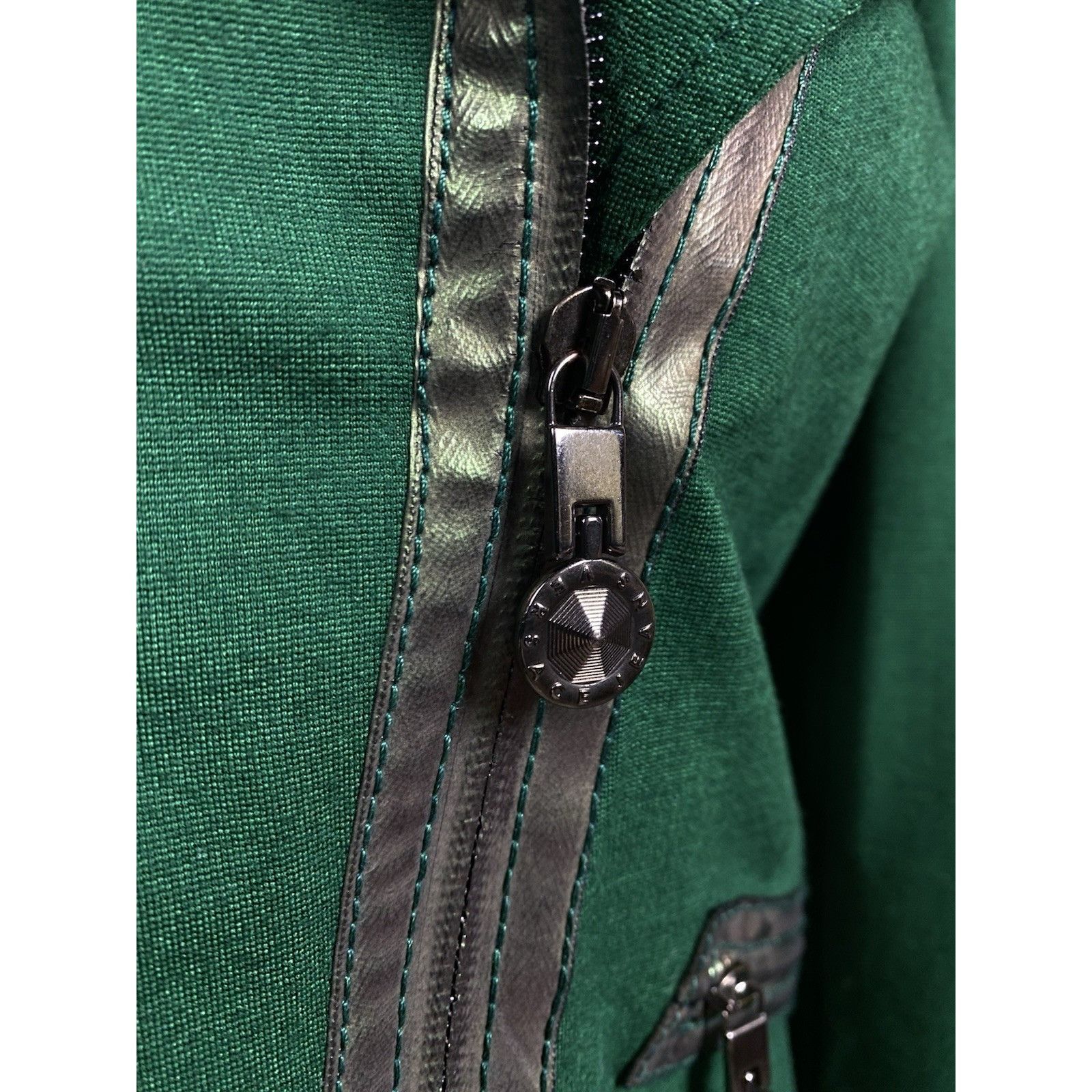Versace Versace Women's Green Assymetrical Moto Biker Jacket Size US Size XL / US 12-14 / IT 48-50 - 8 Thumbnail