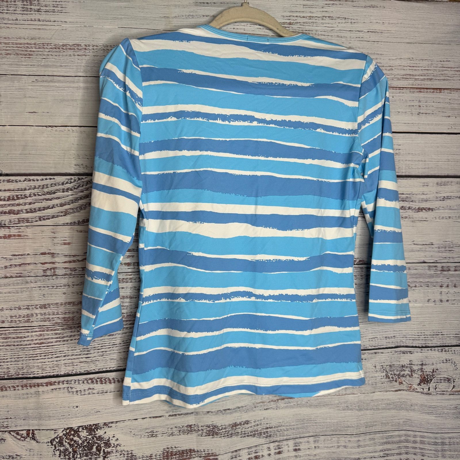 J.McLaughlin J. McLaughlin Blue Stripe Women's Crew Neck Shirt XS Size XS / US 0-2 / IT 36-38 - 3 Thumbnail