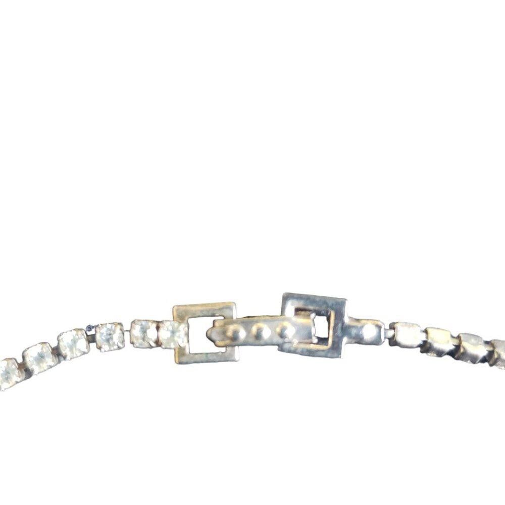 Designer Silver Tone Rhinestone Marquis Necklace Vintage 16" Size ONE SIZE - 6 Thumbnail