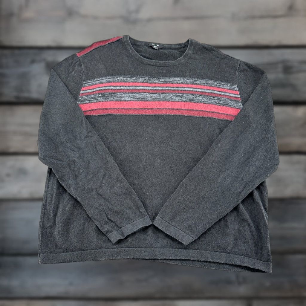 Alfani VINTAGE Alfani Sweater Mens XL Black Red Crew Neck Knit Pullover Cotton Skater Stripe Sleeve Long Solid 90s Mens Size US XL / EU 56 / 4 - 1 Thumbnail