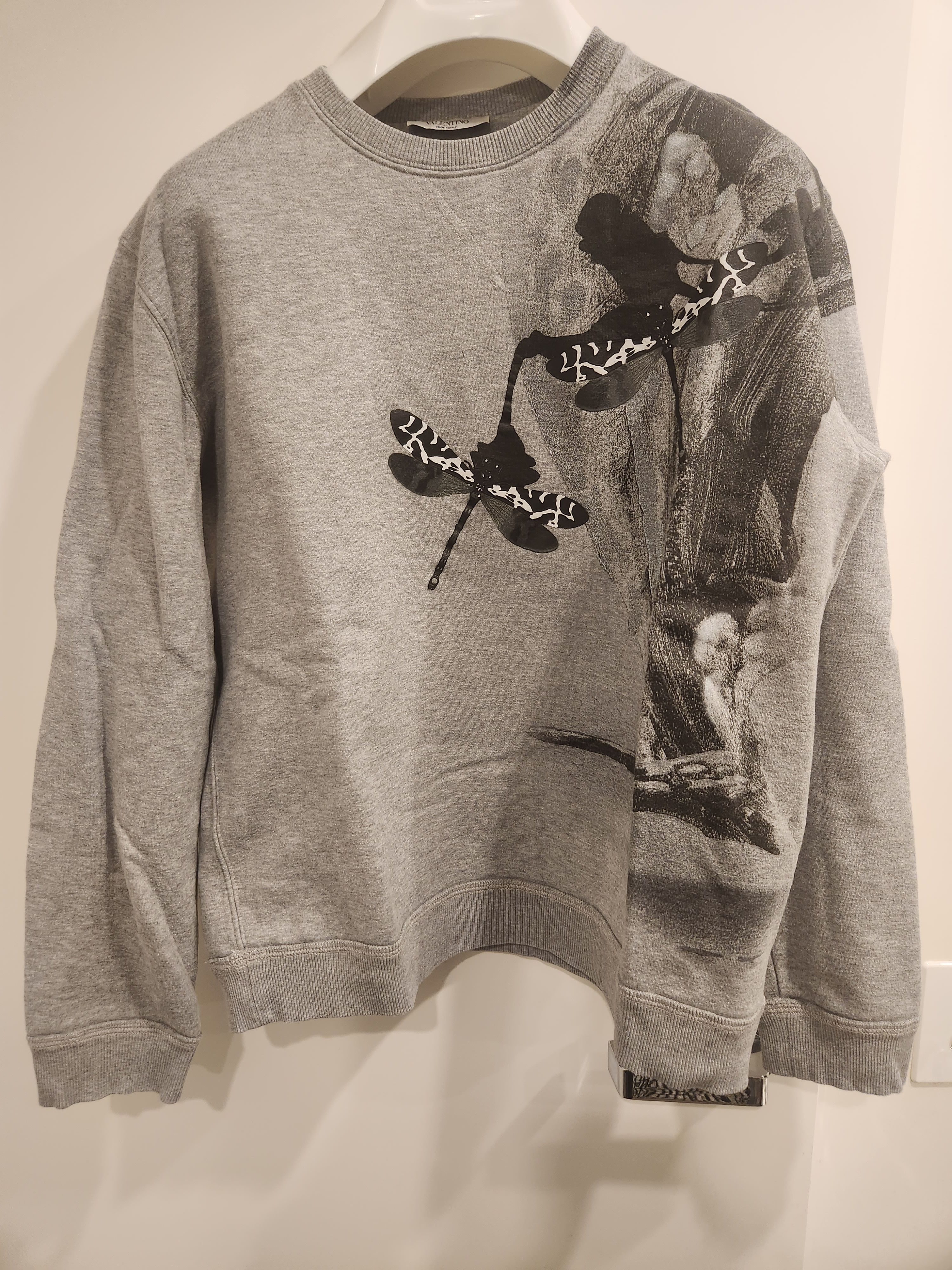 image of Valentino Dragonfly Sweater in Light Grey, Men's (Size Small)