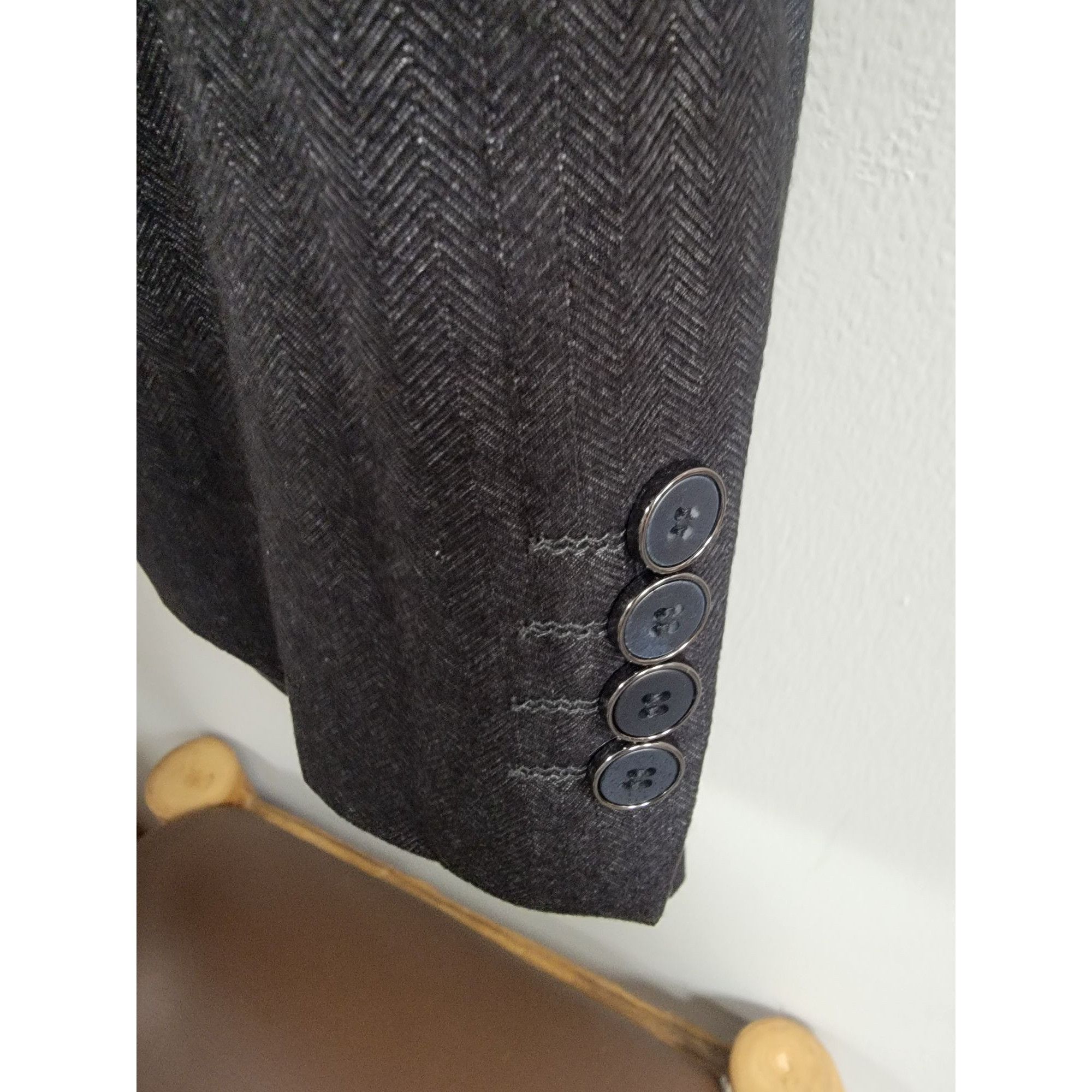 Other Business Class By Babani Mens Grey Herringbone Blazer Wool B Size 42R - 8 Thumbnail