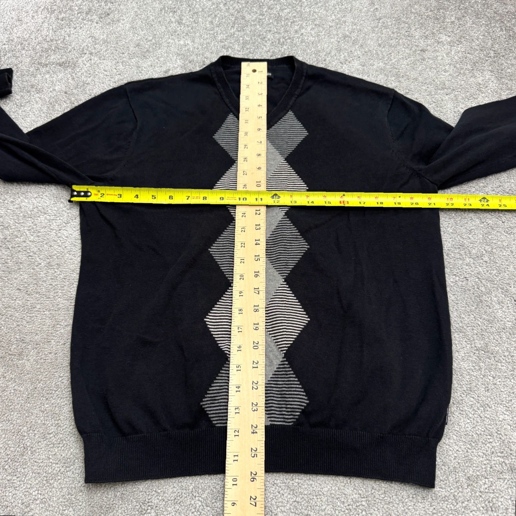 Pierre Cardin Pierre Cardin Sweater Mens L Black V-Neck Argyle Knit Pullover Cotton All Seasons Classic Mens Size US L / EU 52-54 / 3 - 7 Thumbnail