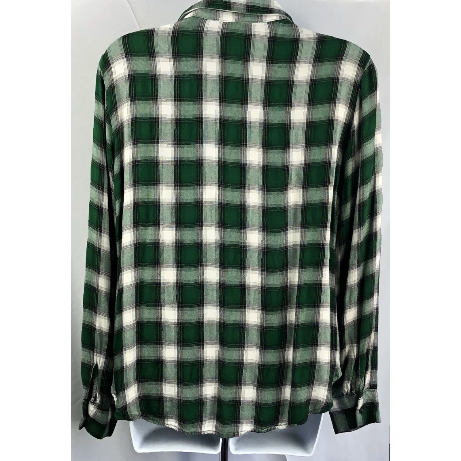H&M VINTAGE H&M Flannel Shirt 12 Green Plaid Bead Spider Grunge Gothic Hippie Boyfriend Button-Up Women Size XL / US 12-14 / IT 48-50 - 4 Thumbnail