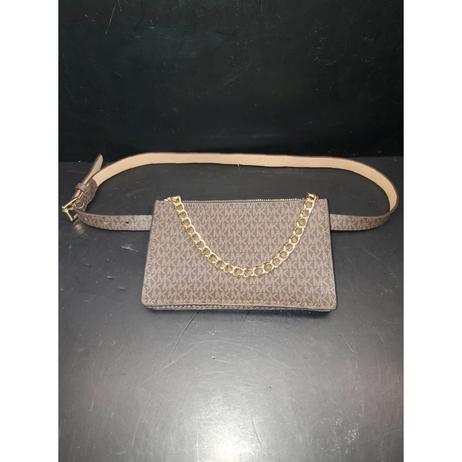 Michael Kors Michael Kors-Signature Logo Design-Adjustable Brown Belt Bag~Womens Size Medium Size ONE SIZE - 6 Thumbnail