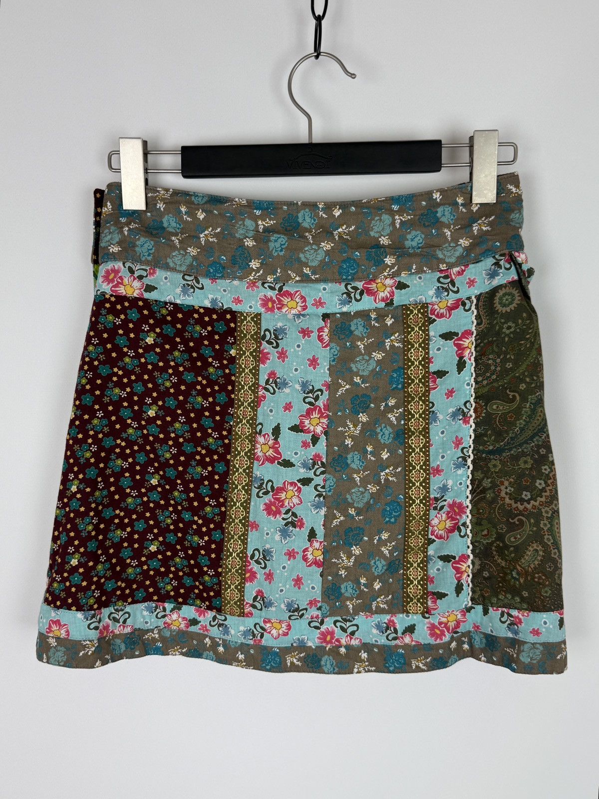 Vintage Y2K Vintage Moshiki & Nijens Patchwork Reversible Mini Skirt Size 28" / US 6 / IT 42 - 4 Thumbnail