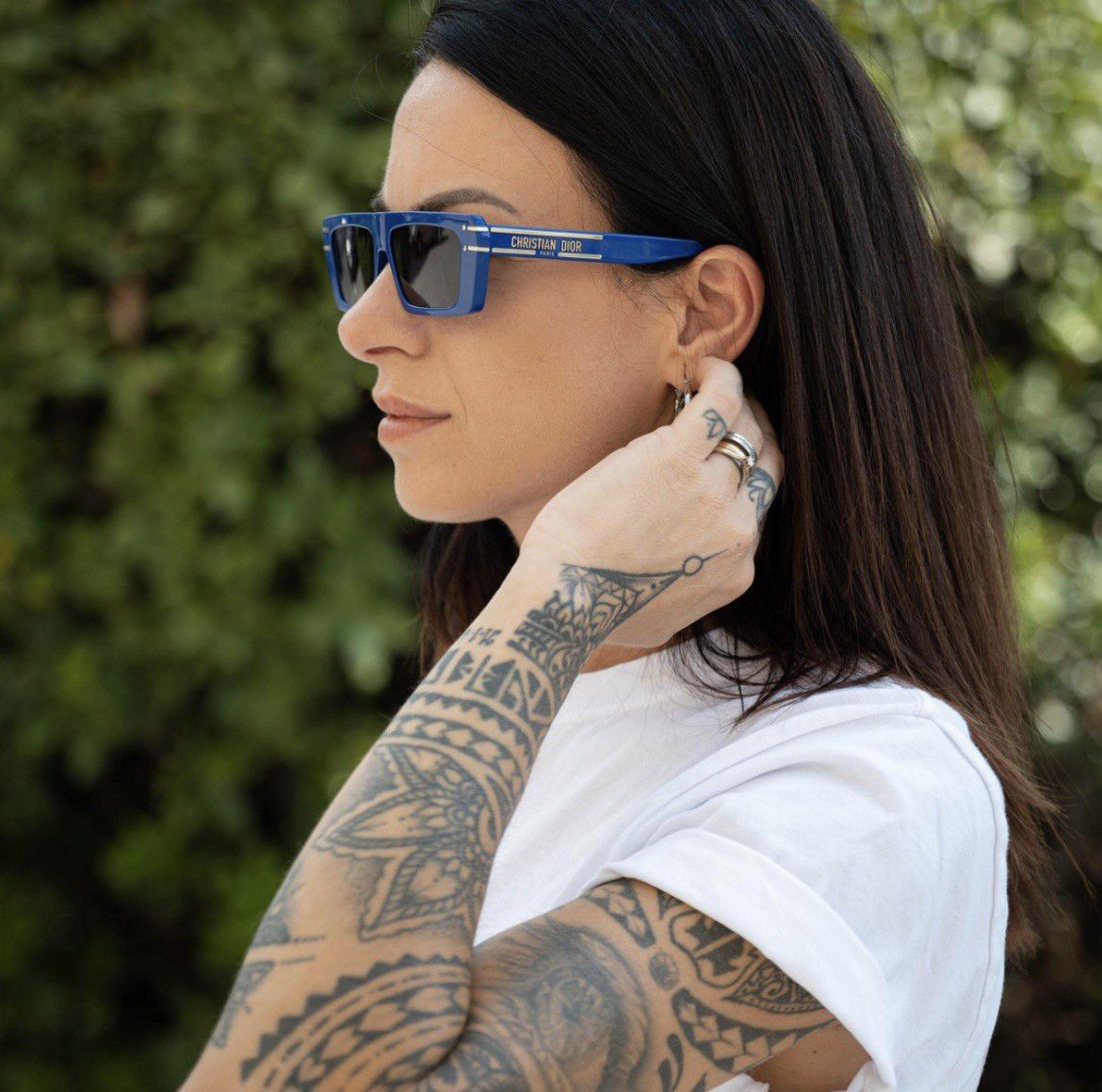 Dior Dior DIORSIGNATURE S2U 30B0 Sunglasses Solid Blue Rectangle Size ONE SIZE - 5 Thumbnail