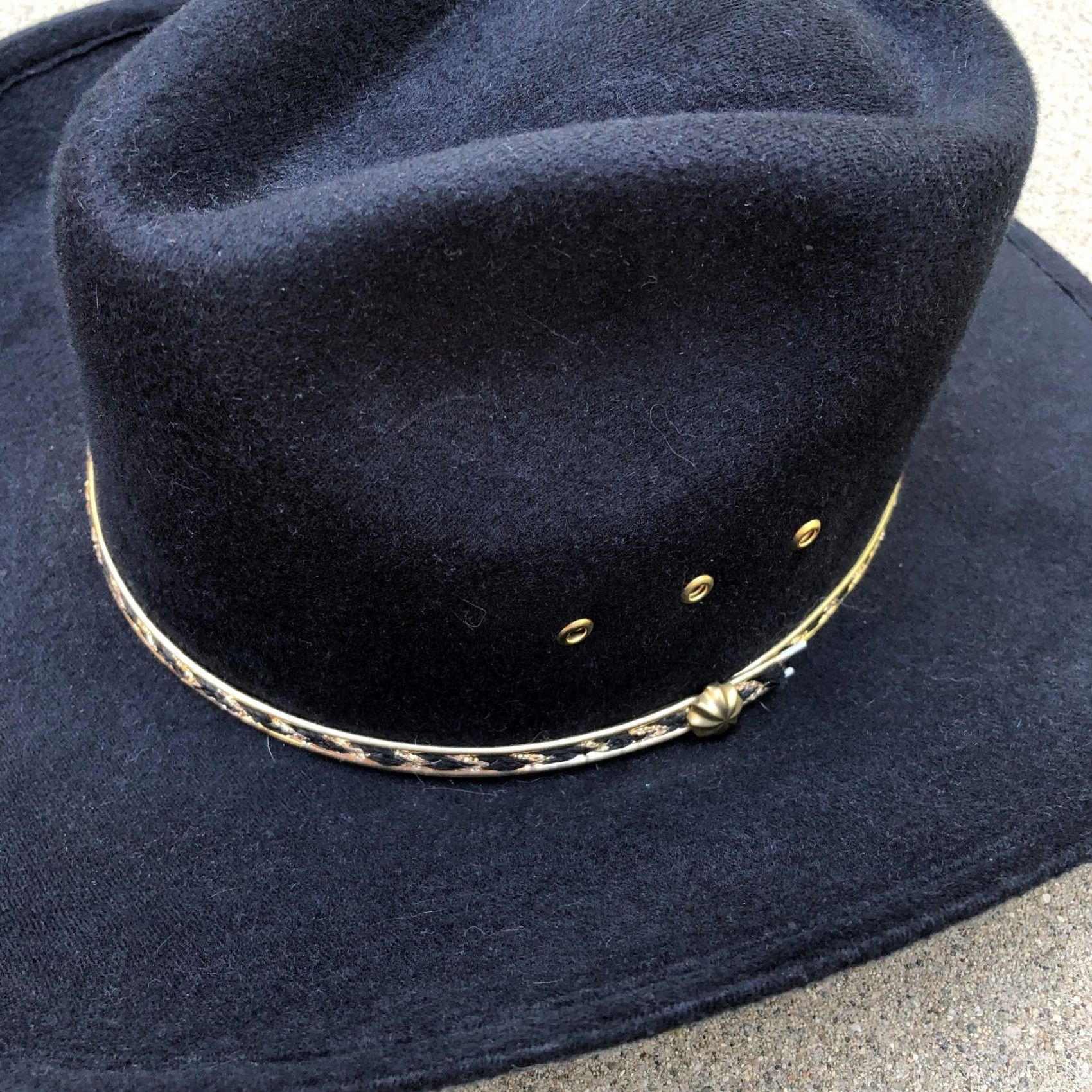 Express WESTERN EXPRESS Cowboy Felt Hat Men's M Black Wide Brim Cap Size ONE SIZE - 2 Thumbnail