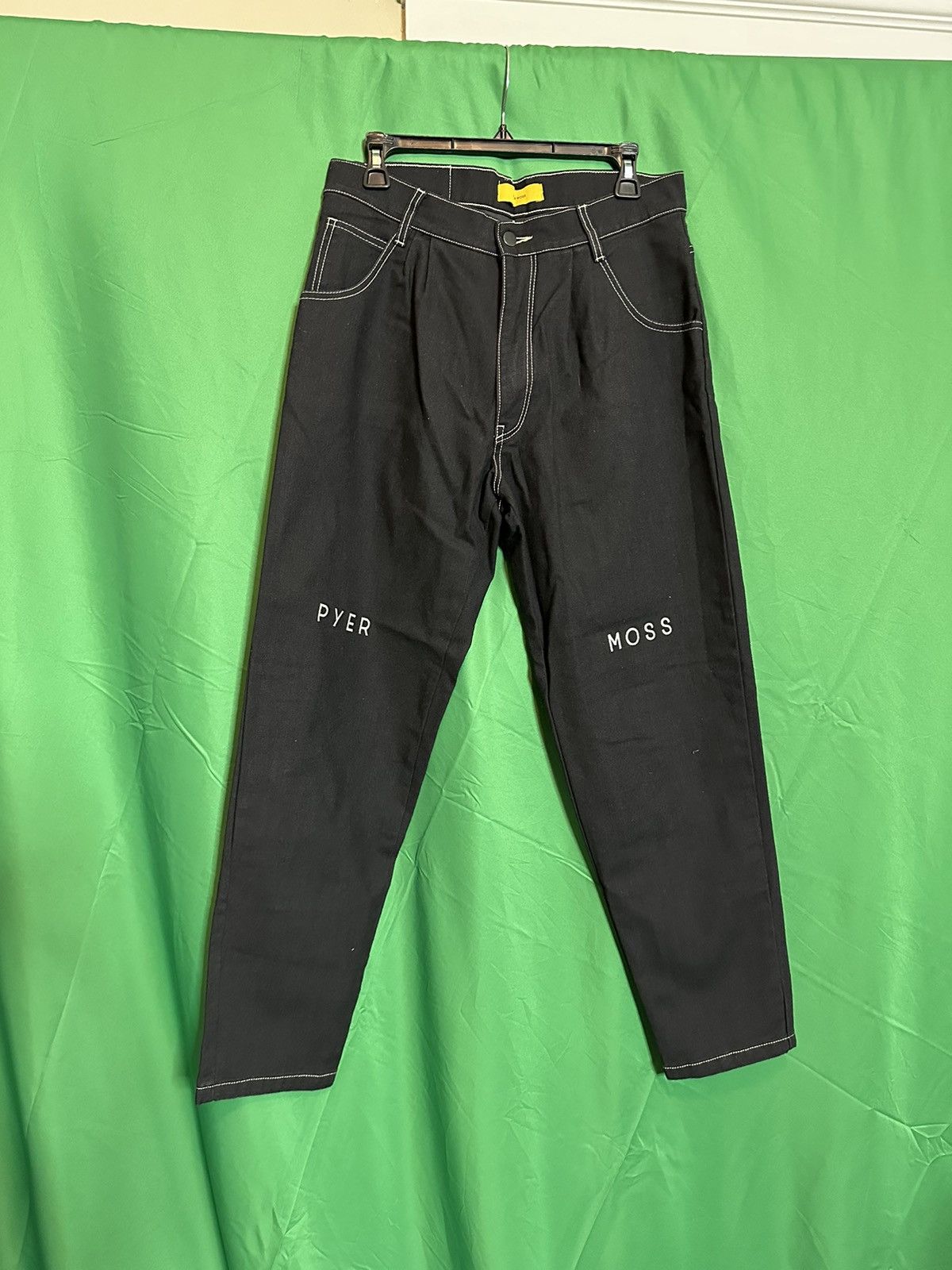 Pyer Moss Black logo embroidered contrast stitch denim jeans NWT Size US 31 - 1 Thumbnail