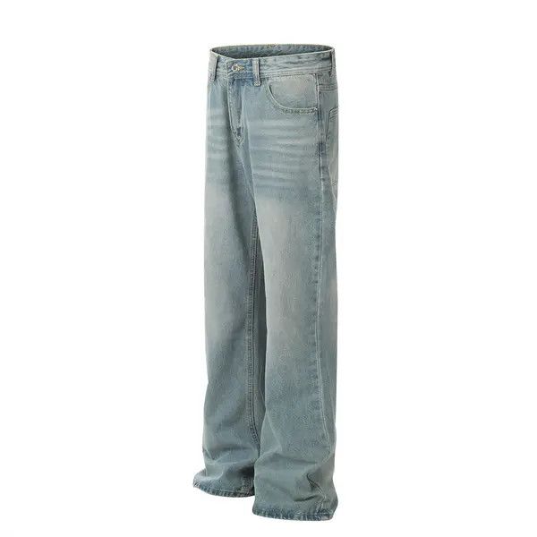 Japanese Brand Yumi Heavy washed punk men's distressed loose wide-leg jeans Size US 32 / EU 48 - 2 Thumbnail