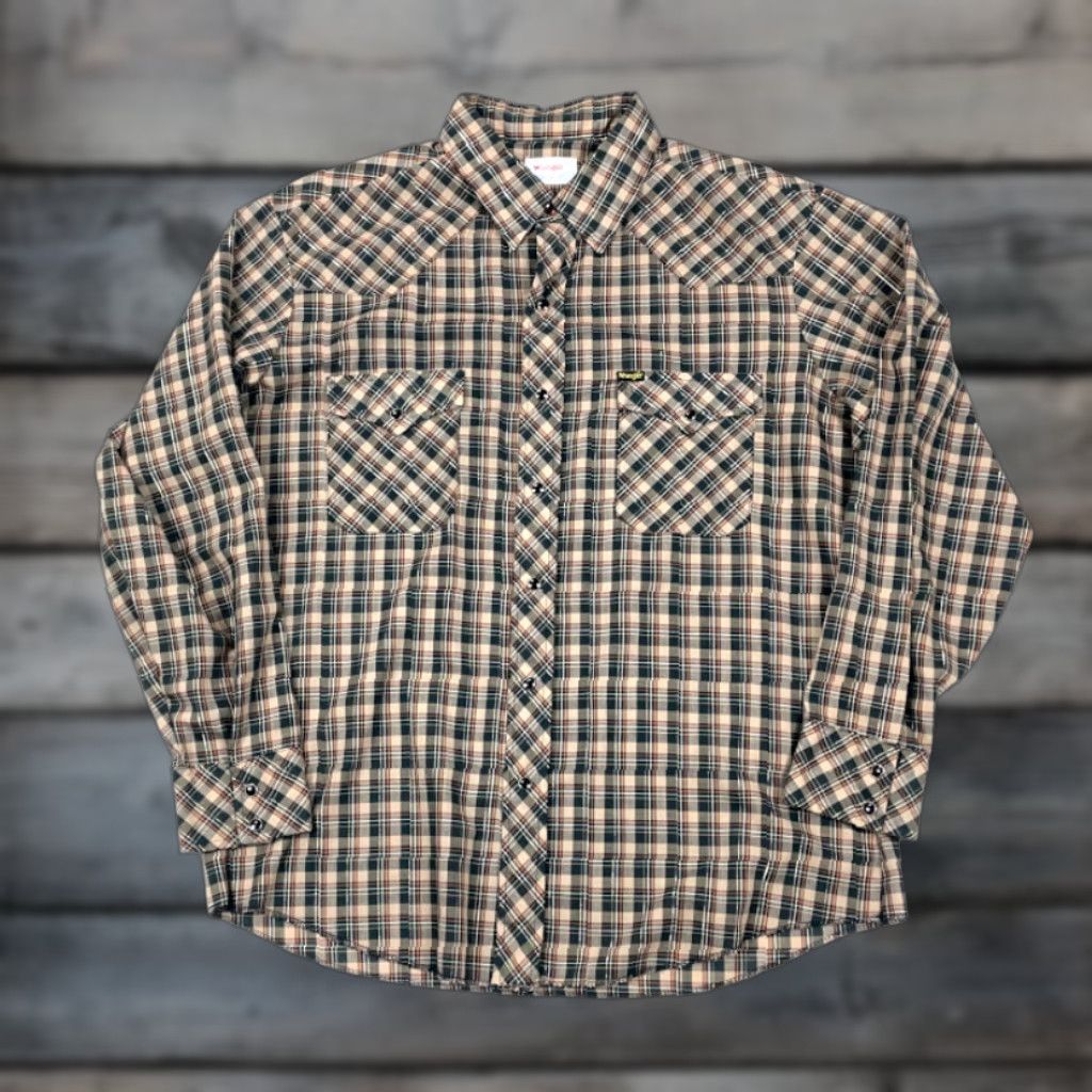 Wrangler VINTAGE Wrangler Brown Plaid Western Shirt Adult XL Lightweight Cotton Made in USA Rockabilly Mens Size US XL / EU 56 / 4 - 1 Thumbnail