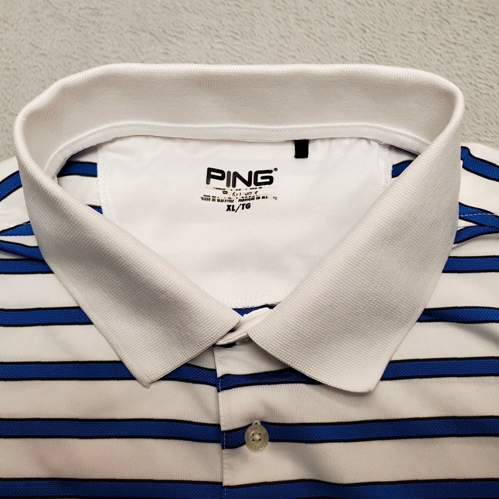 Vintage Ping Shirt Mens XL Blue Striped Performance Polo Golf Casual Size US XL / EU 56 / 4 - 5 Thumbnail