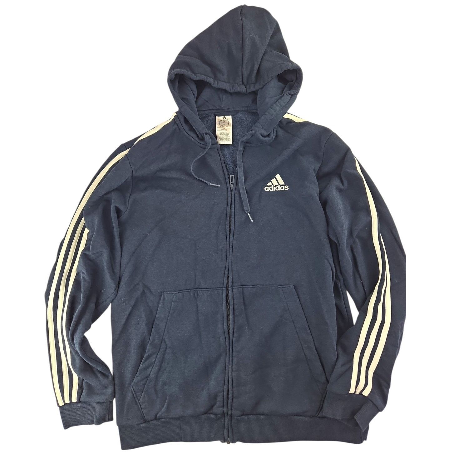 Adidas Adidas | Navy Blue 3 Stripe Zip Up Hoodie | Size XL Size US XL / EU 56 / 4 - 1 Thumbnail