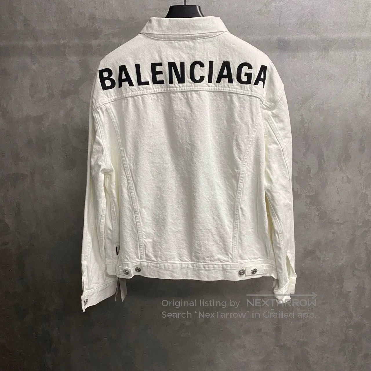 Balenciaga Balenciaga White Embroidered Logo Denim Jacket. Size US M / EU 48-50 / 2 - 2 Thumbnail