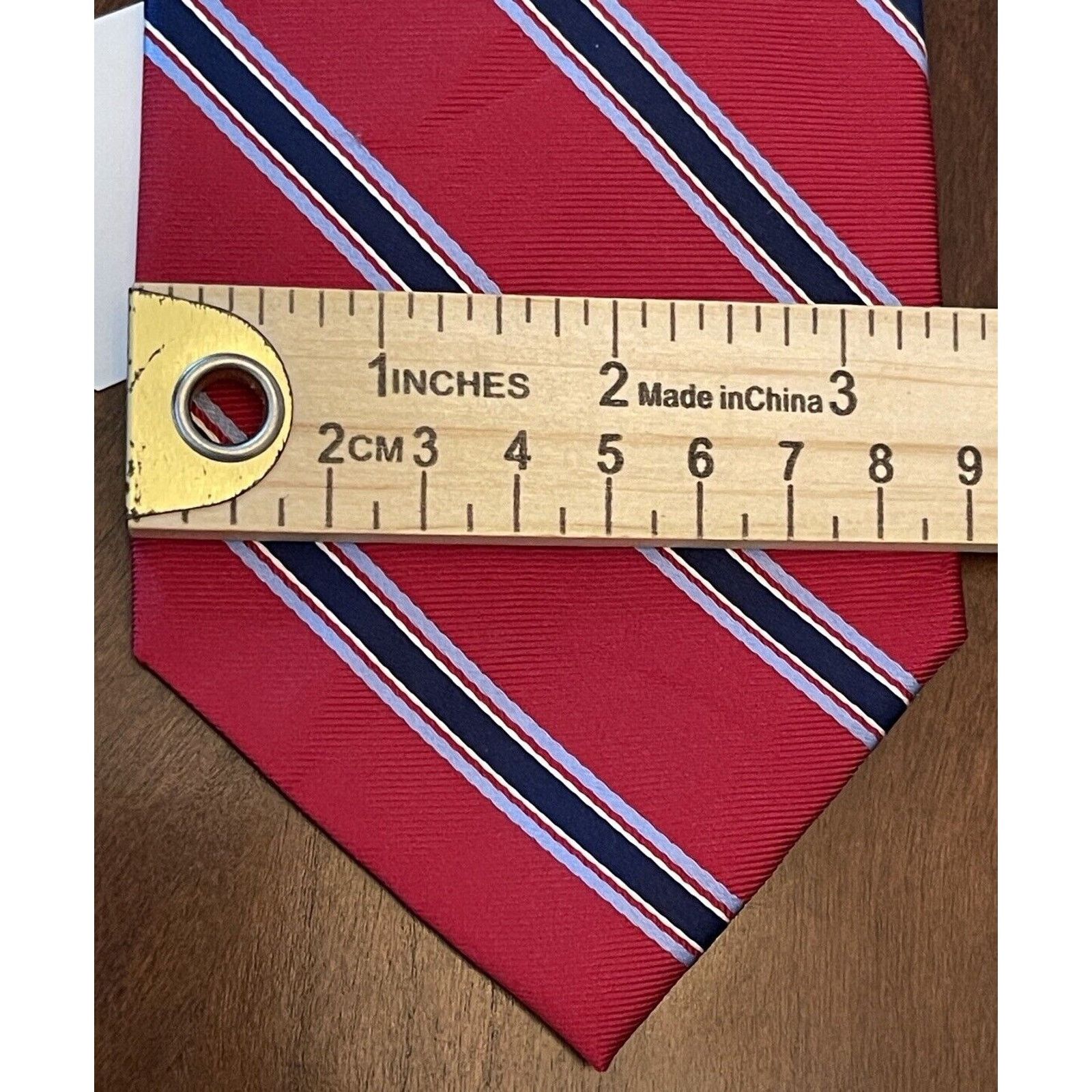 Bass Bass Red Blue 100% Silk Men’s Neck Tie Made In China Size ONE SIZE - 4 Thumbnail