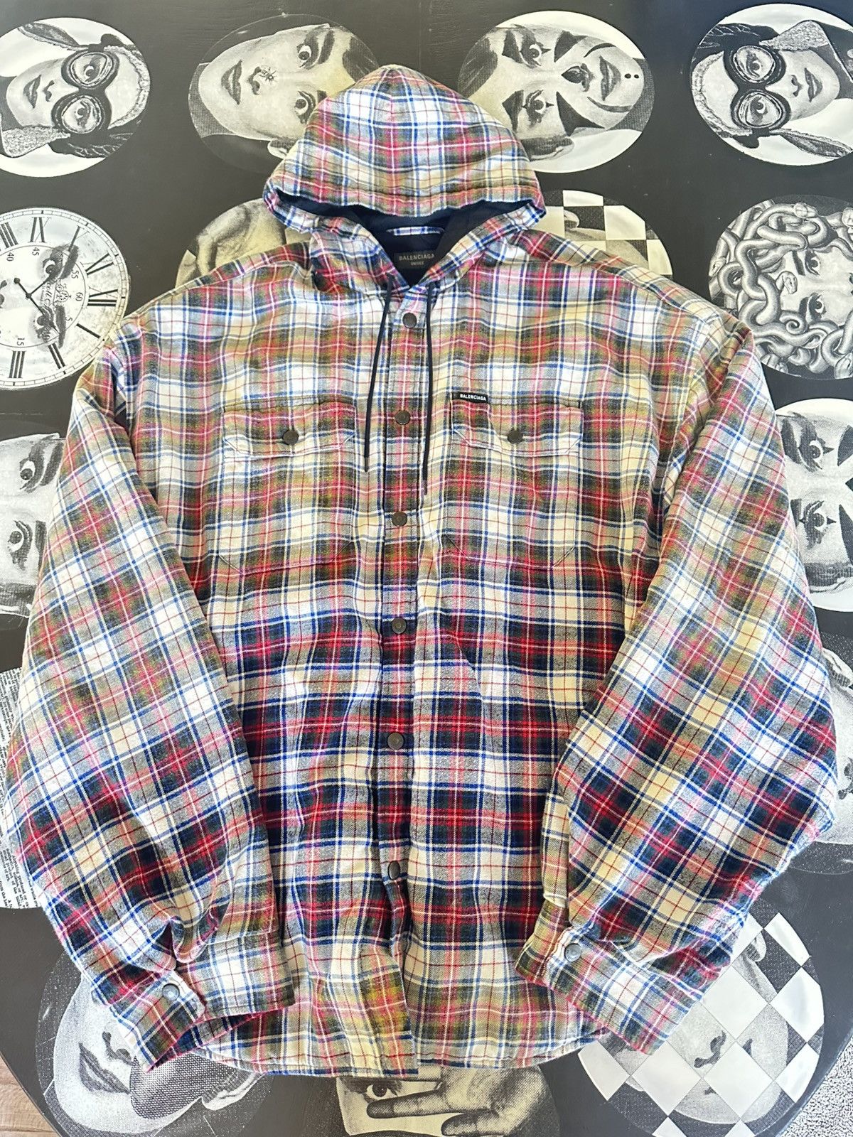 Balenciaga AW22 Balenciaga Oversized Bleached Checkered Hooded Jacket Size US S / EU 44-46 / 1 - 2 Thumbnail
