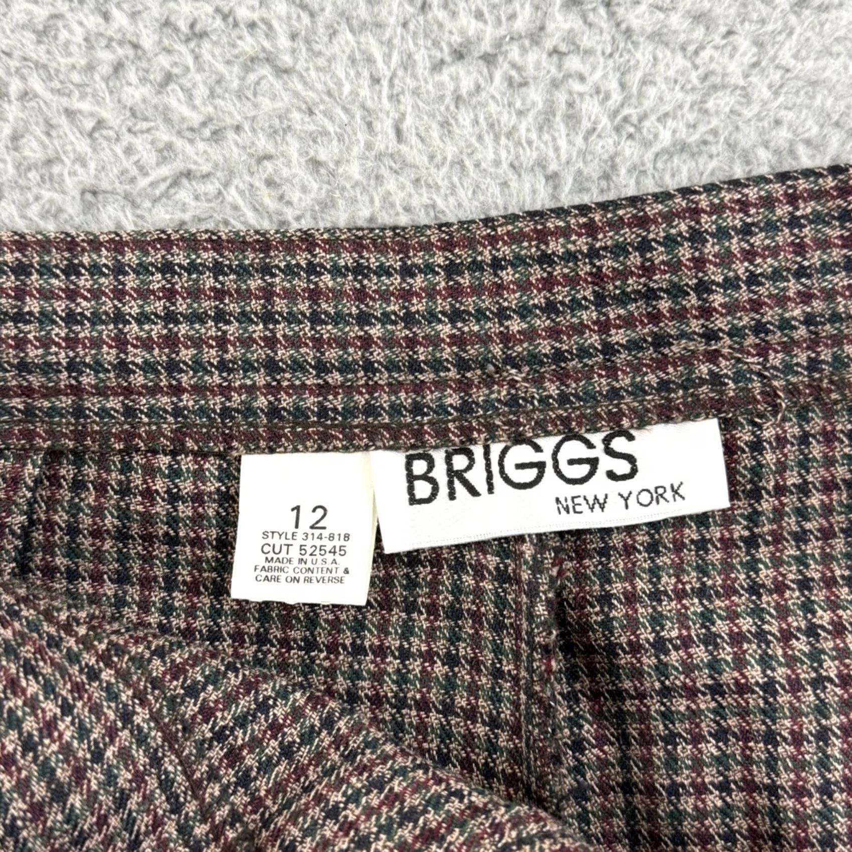 Vintage VINTAGE Briggs New York Pants Women 12 Tapered Houndstooth High Waist Pleated 29" Waist NWT Brown Trousers Size 34" / US 12 / IT 48 - 5 Thumbnail