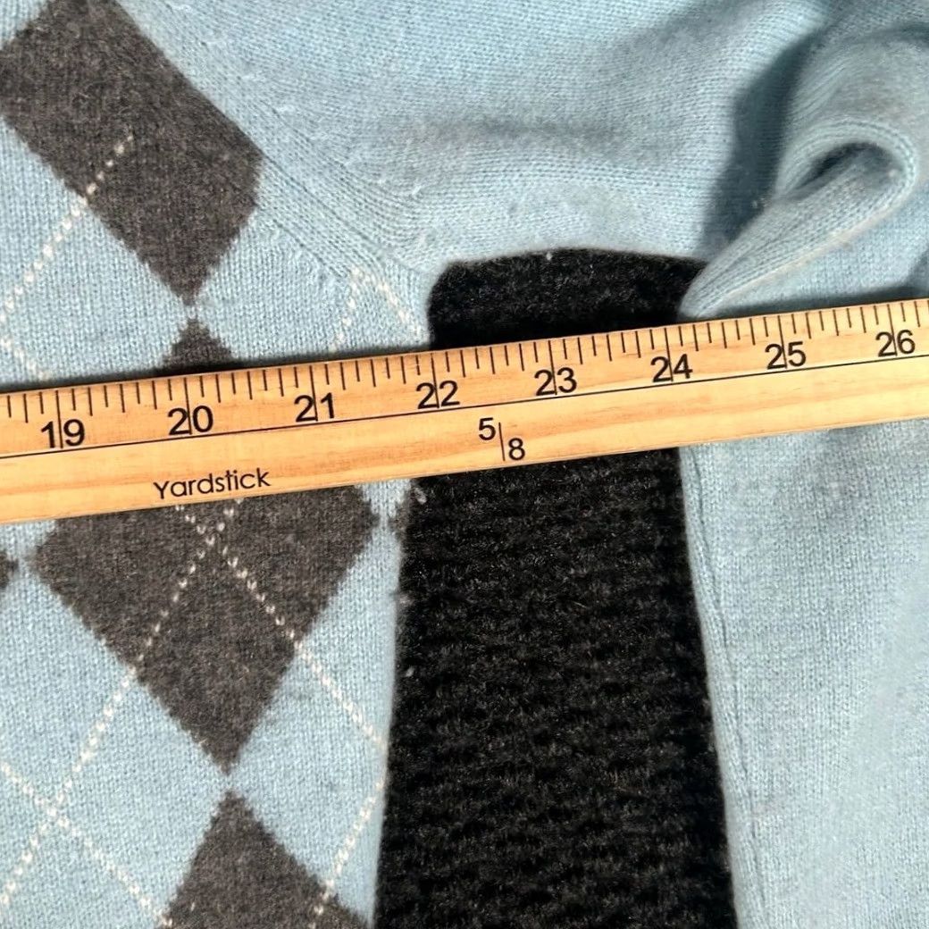 Vintage Apt 9 Women's XL Blue Cashmere Turtleneck Pullover Argyle Sweater Size XL / US 12-14 / IT 48-50 - 5 Thumbnail