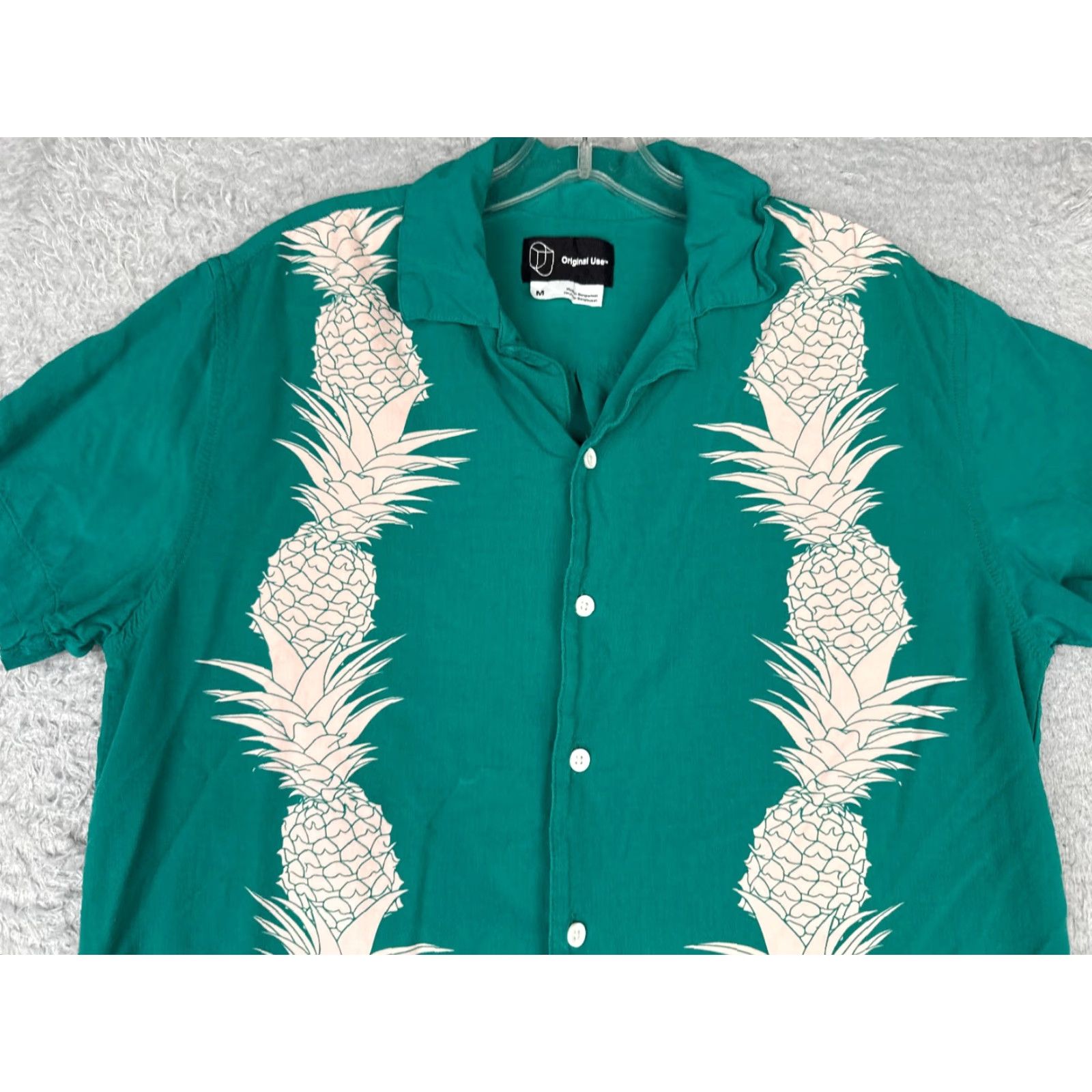 Vintage Original Use Shirt Adult Medium Green Pineapple Hawaiian 100% Rayon Button Up Size US M / EU 48-50 / 2 - 4 Thumbnail