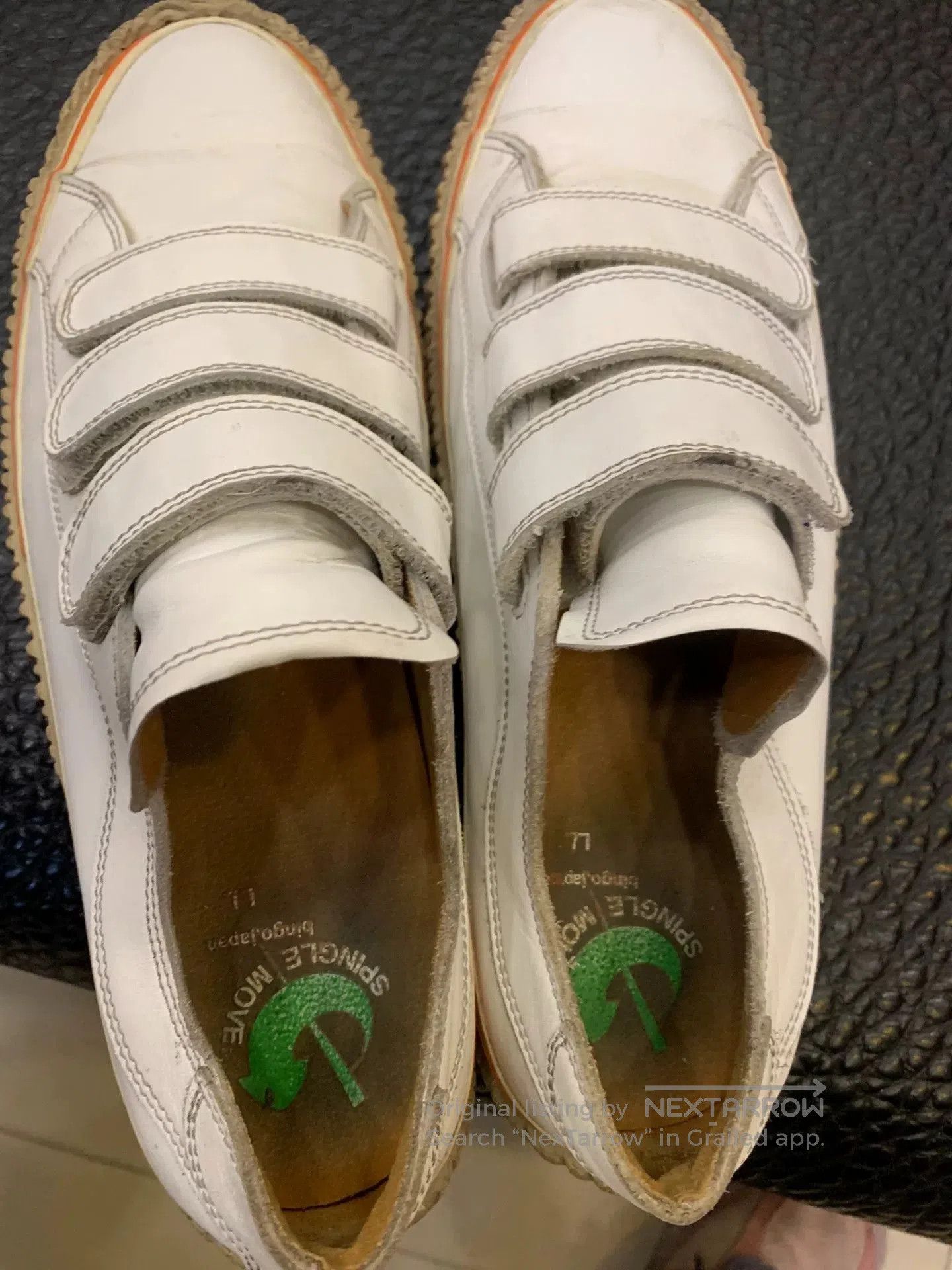 Japanese Brand SPINGLE MOVE Low-Top Velcro Leather Casual Shoes. Size US 10 / EU 43 - 4 Thumbnail