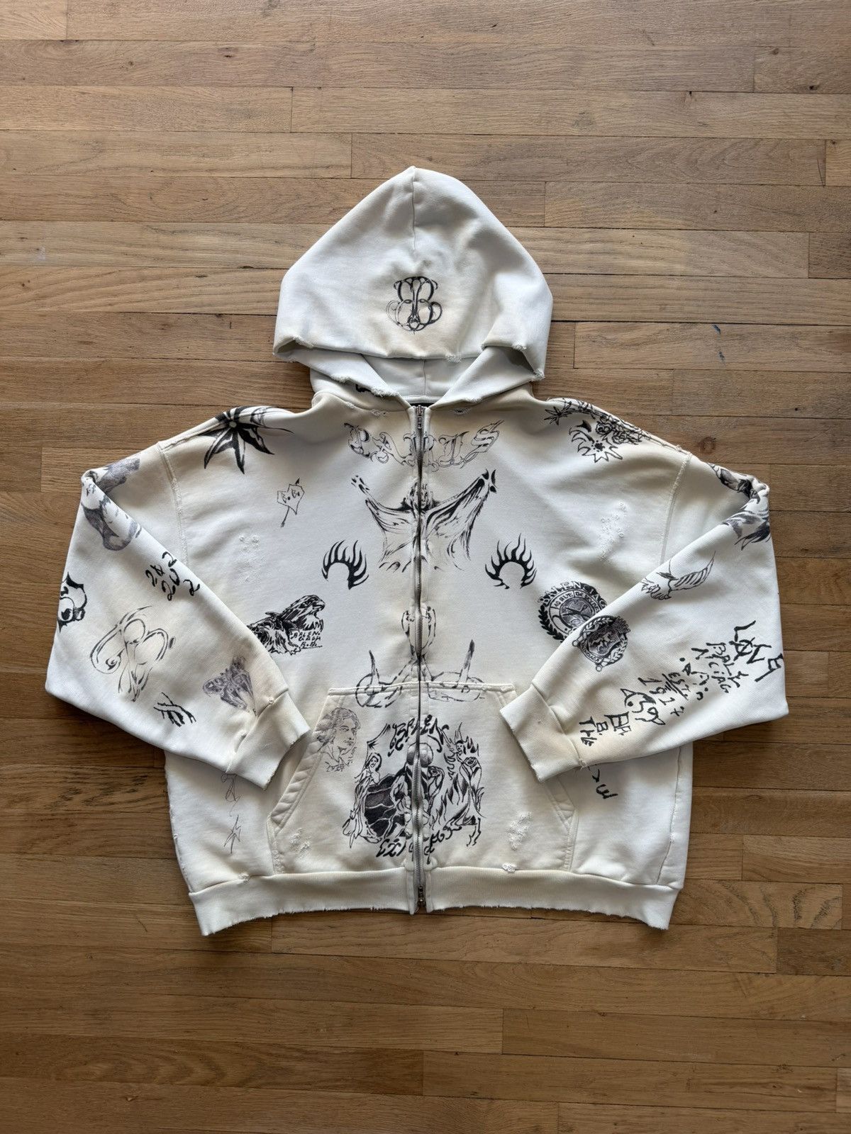 Balenciaga Balenciaga SS24 Tattoo Zip-Up Hoodie | Grailed