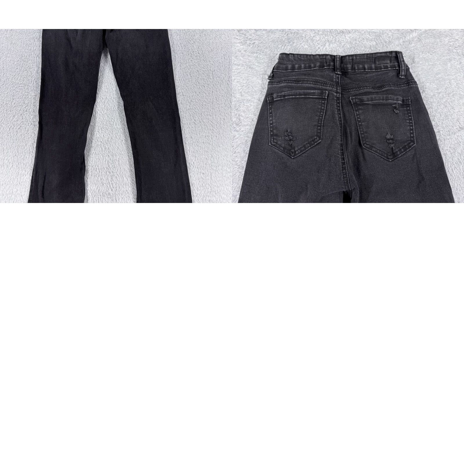 Vintage Black Jeans Womens 0 Denim Flared Distressed Cotton Blend 24x29 Size 25" / US 0 / IT 36 - 9 Thumbnail