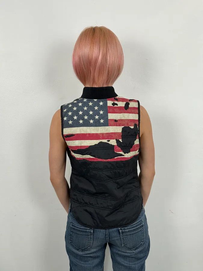 Polo Ralph Lauren 2010s Denim & Supply Ralph Lauren Black Nylon Quilted USA Flag Bomber Vest Size S / US 4 / IT 40 - 4 Thumbnail