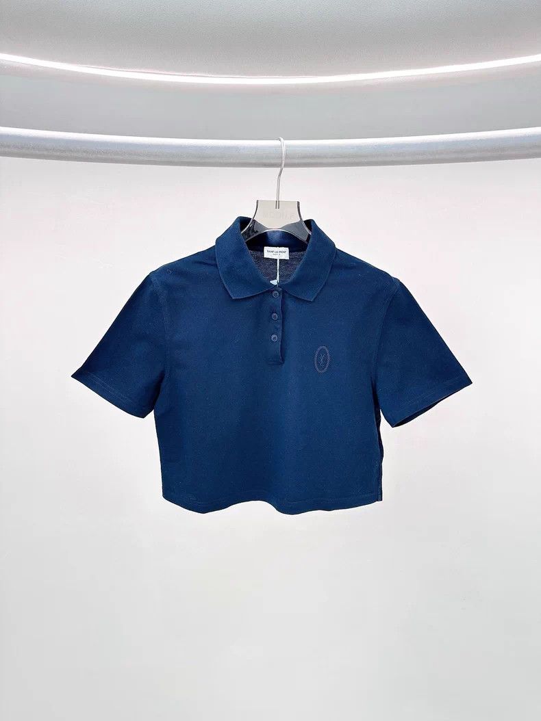 Saint Laurent Paris Saint Laurent Paris Cropped Polo Shirt Size L / US 10 / IT 46 - 1 Thumbnail