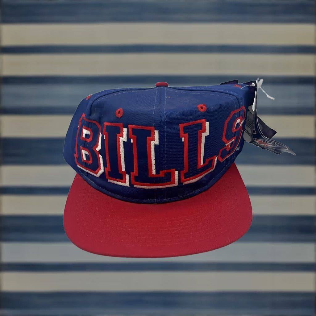 NFL VINTAGE NFL Buffalo Bills Snapback Hat OSFA One Size Blue Cotton Twill 90s Blockhead NSFW? Size ONE SIZE - 1 Thumbnail