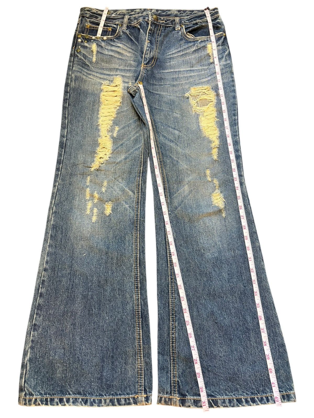 Hysteric Glamour Vintage Japanese Brand Rusty Wash Distress Flare Jeans Size 33" - 7 Thumbnail