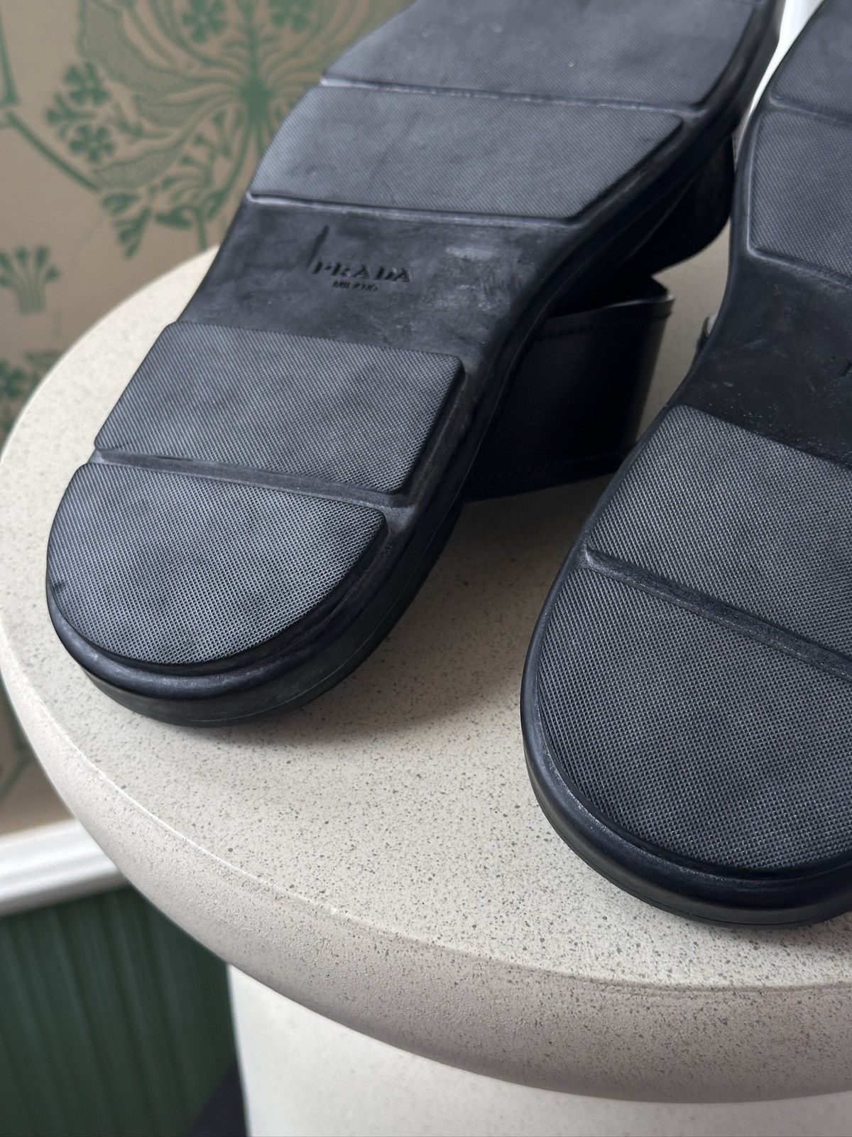 Prada RPADA Sandals Saffiano Leather Black Size: US 9/ EU 43 Size US 9 / EU 42 - 16 Thumbnail