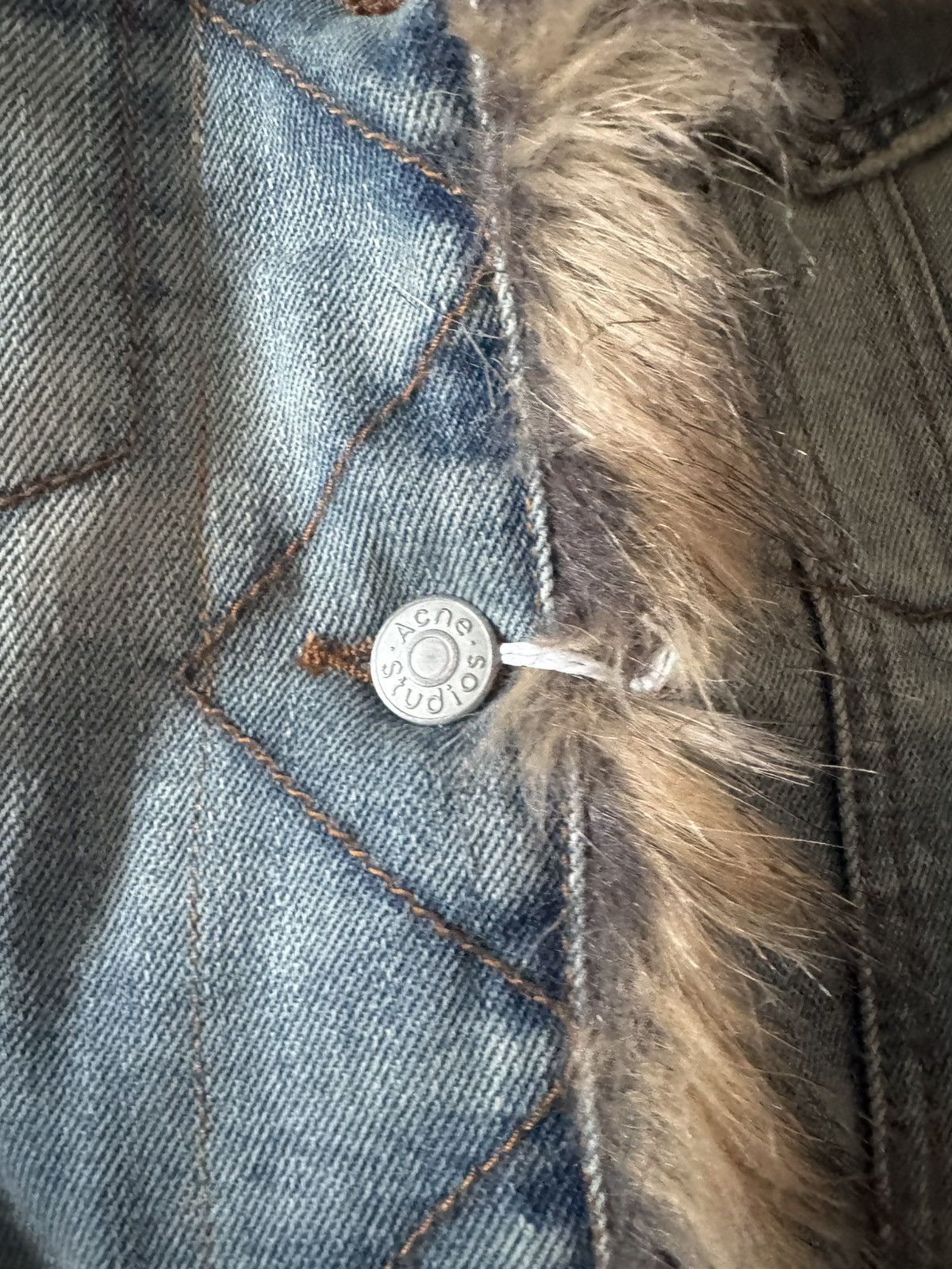 Acne Studios New Acne Studios Light Blue Denim Jacket with Brown Faux Fur Size XS / US 0-2 / IT 36-38 - 5 Thumbnail