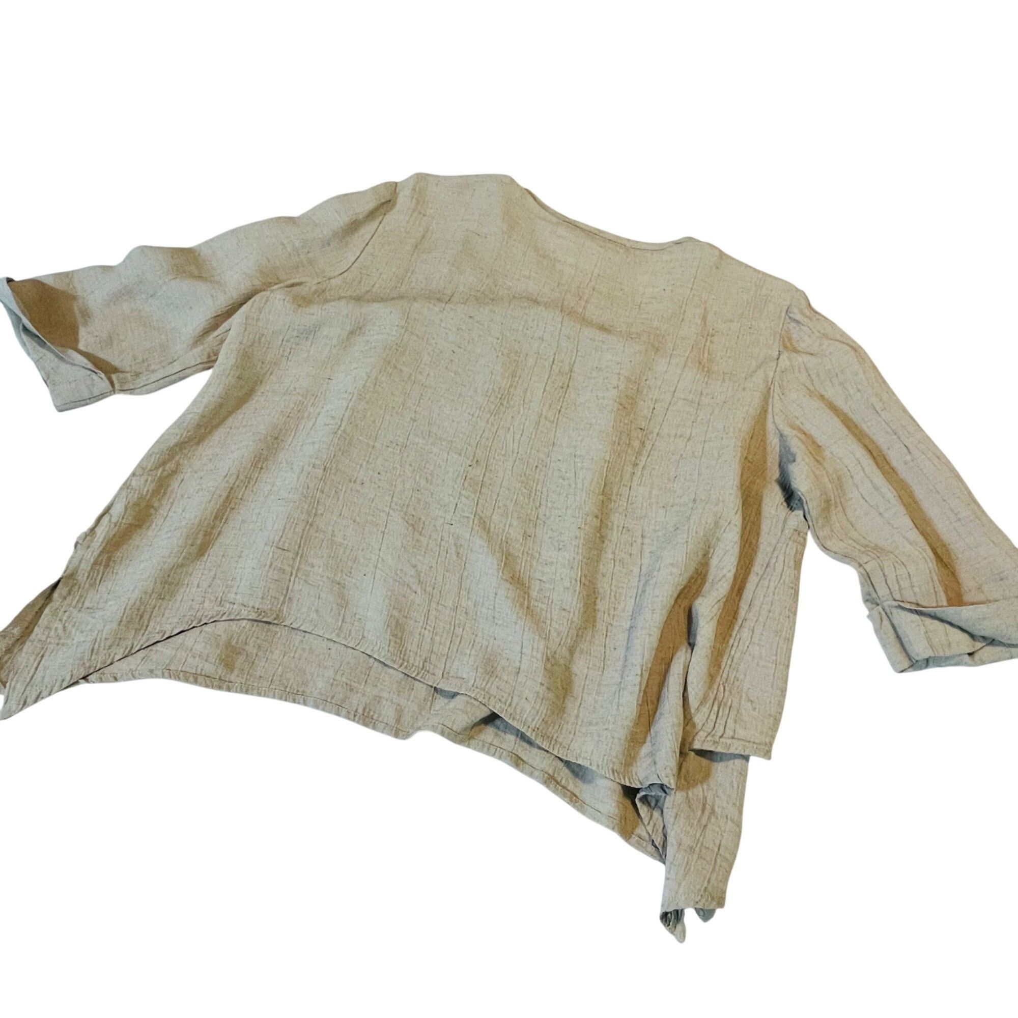 Dana Lee Dana Kay Womens Asymmetrical Beige Top Size 16WP Rayon Blend Size L / US 10 / IT 46 - 3 Thumbnail