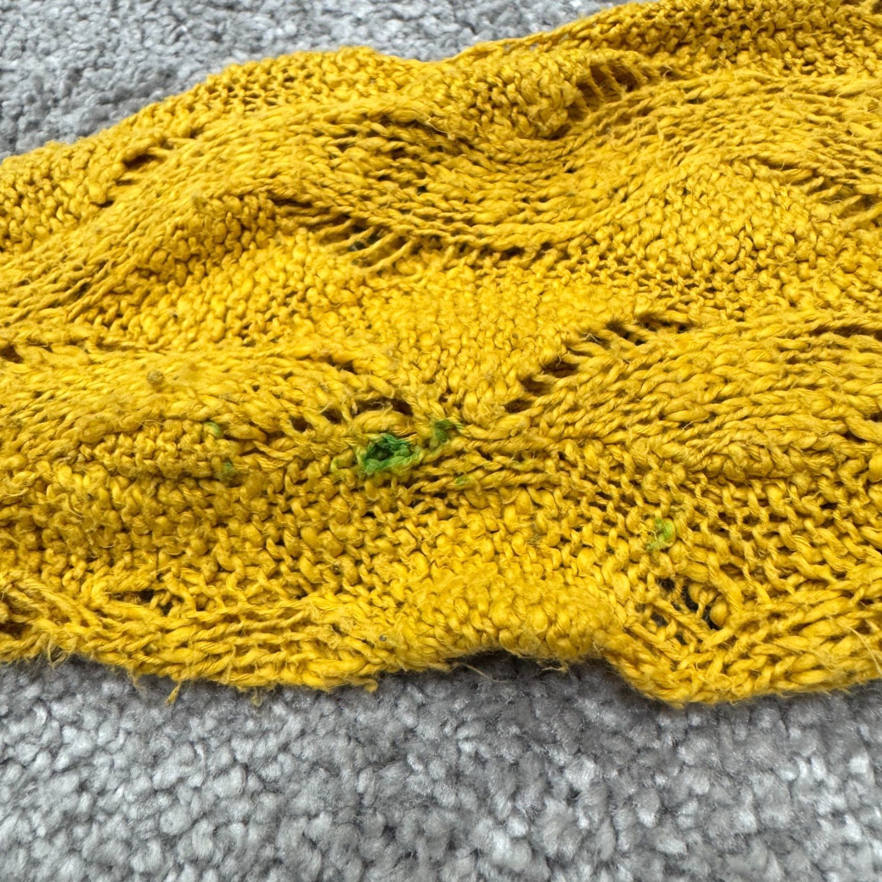 Lucky Brand Lucky Brand Crochet Pullover Sweater Womens L Yellow Open Knit V-Neck Bohemian Classic Size L / US 10 / IT 46 - 7 Thumbnail