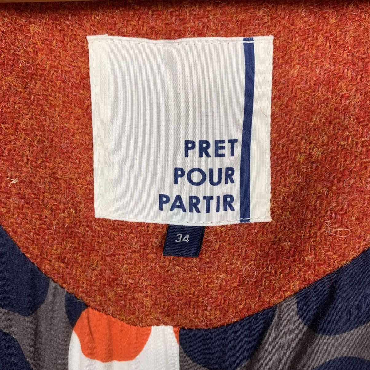 Harris Tweed Pret Pour Partir x Harris Tweed Wool Orange Coat Size XXS / US 00 / IT 34 - 16 Thumbnail