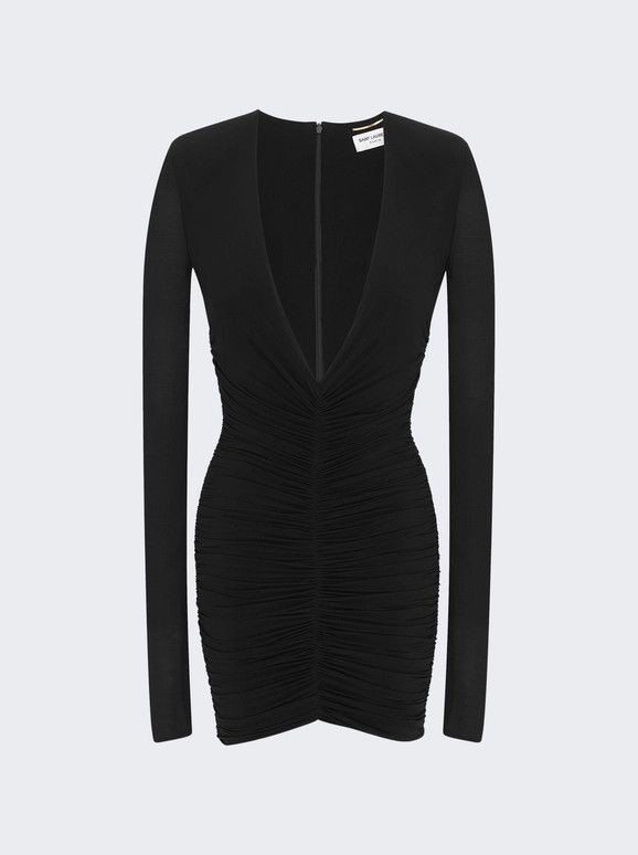 Saint Laurent Paris o1tp1o1224 Draped Dress In Jersey in Black Size S / US 4 / IT 40 - 1 Thumbnail