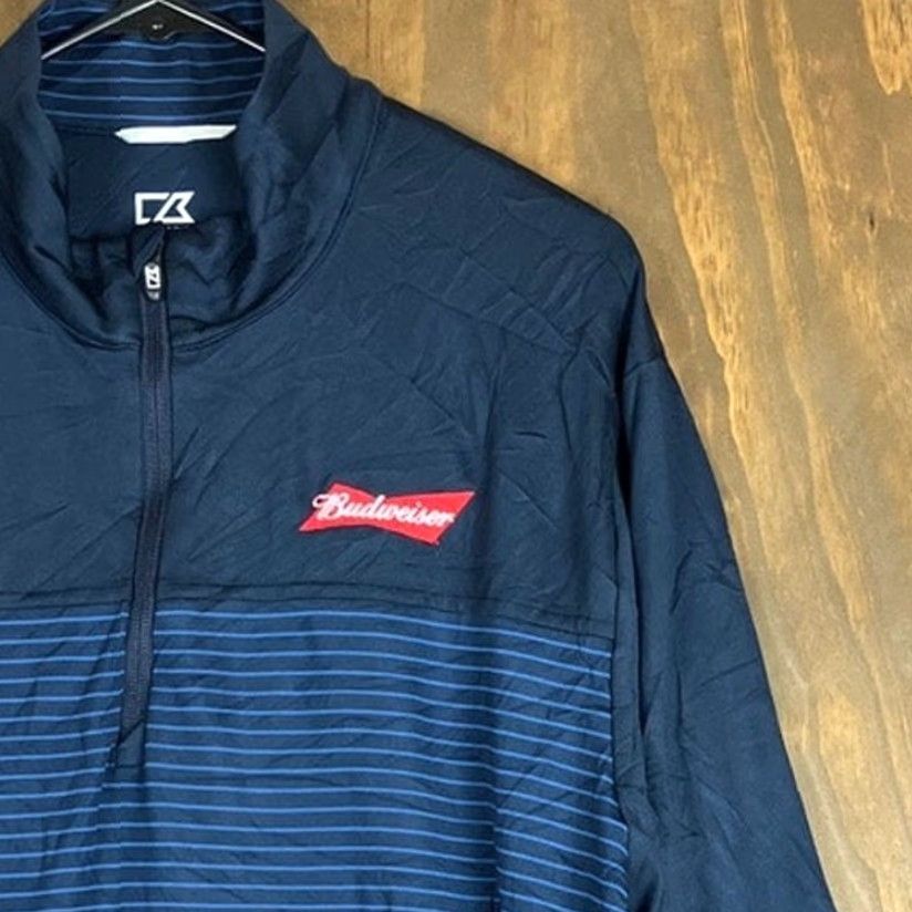 Cutter & Buck Cutter & Buck Jacket Men Navy Blue Budweiser 1/4 Zip DryTec 50+ SPF Stretch XL Size US XL / EU 56 / 4 - 5 Thumbnail