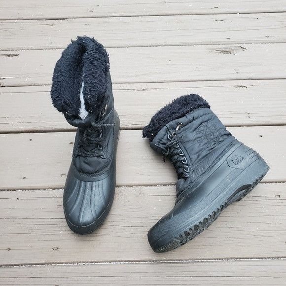 SOREL × Vintage Vintage 90s y2k Sorel Black Snowflake Embroidered Snow Boots Size US 8 / IT 38 - 1 Thumbnail