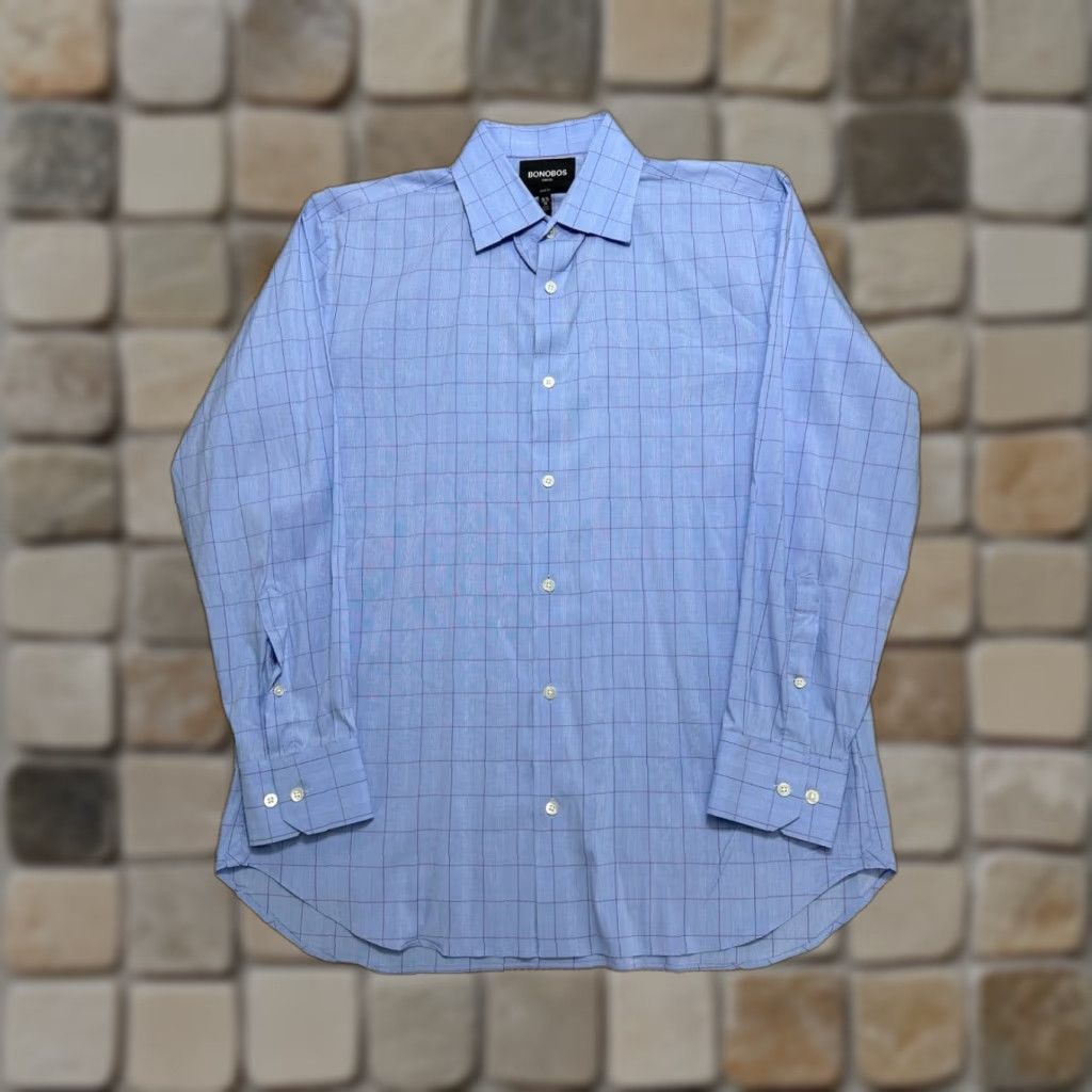 Bonobos Bonobos Dress Shirt Mens 16.5 Blue Cotton Button Up Dress Shirt Size 46R - 1 Thumbnail