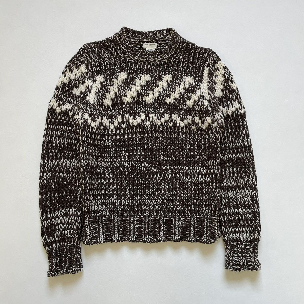 Dries Van Noten Early 2000s Brown/Cream Patterned Sweater Size US M / EU 48-50 / 2 - 2 Thumbnail